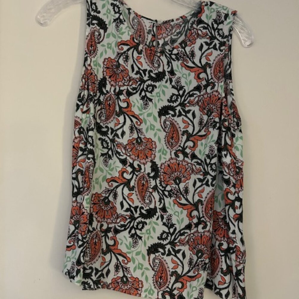Cute Summer Sleeveless Top - Pinks & Green Paisley Floral